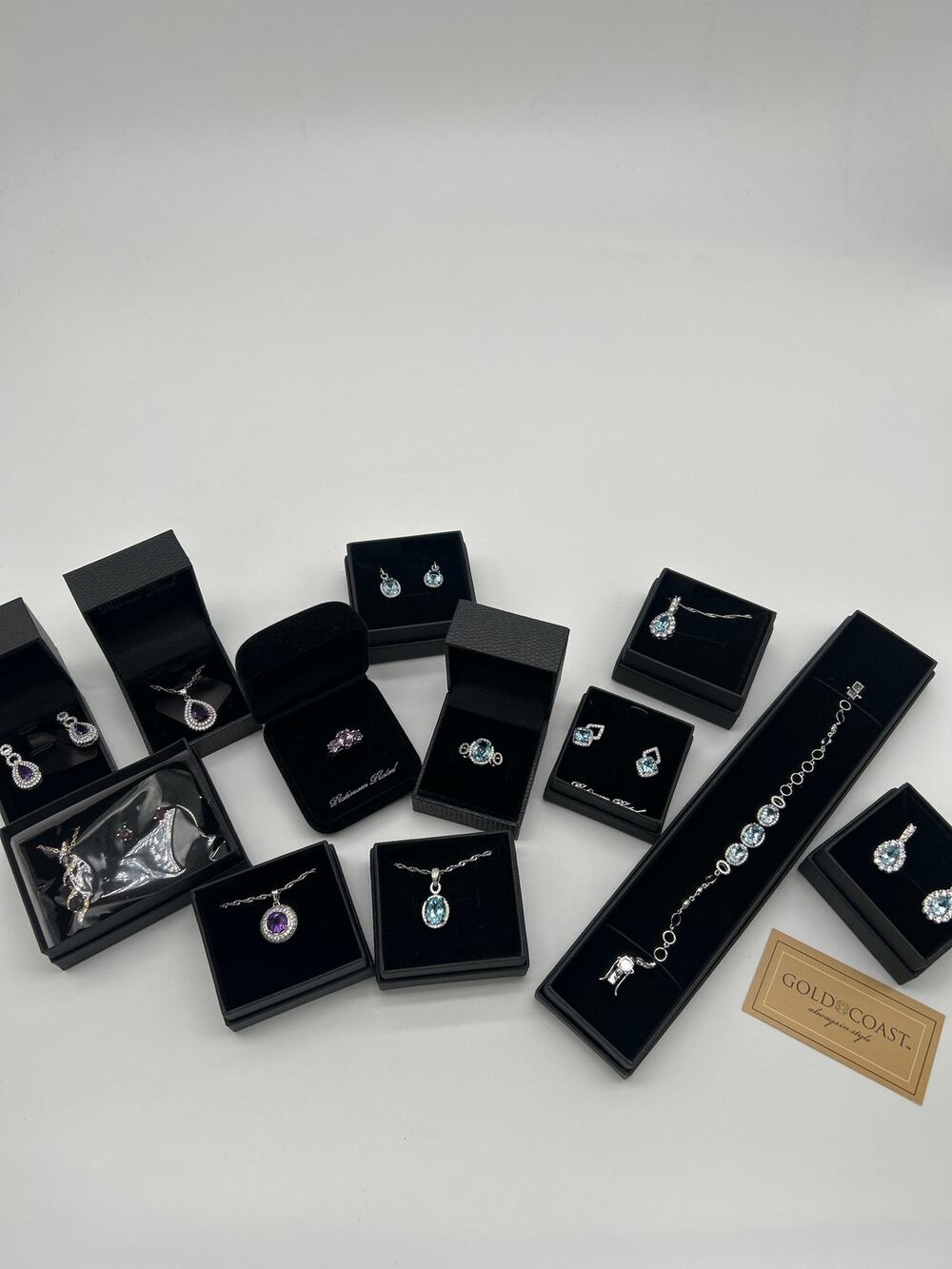 NWT Gold Coast Platinum Plated Jewelry Lot 12 Rings Necklaces Earrings Bracelet